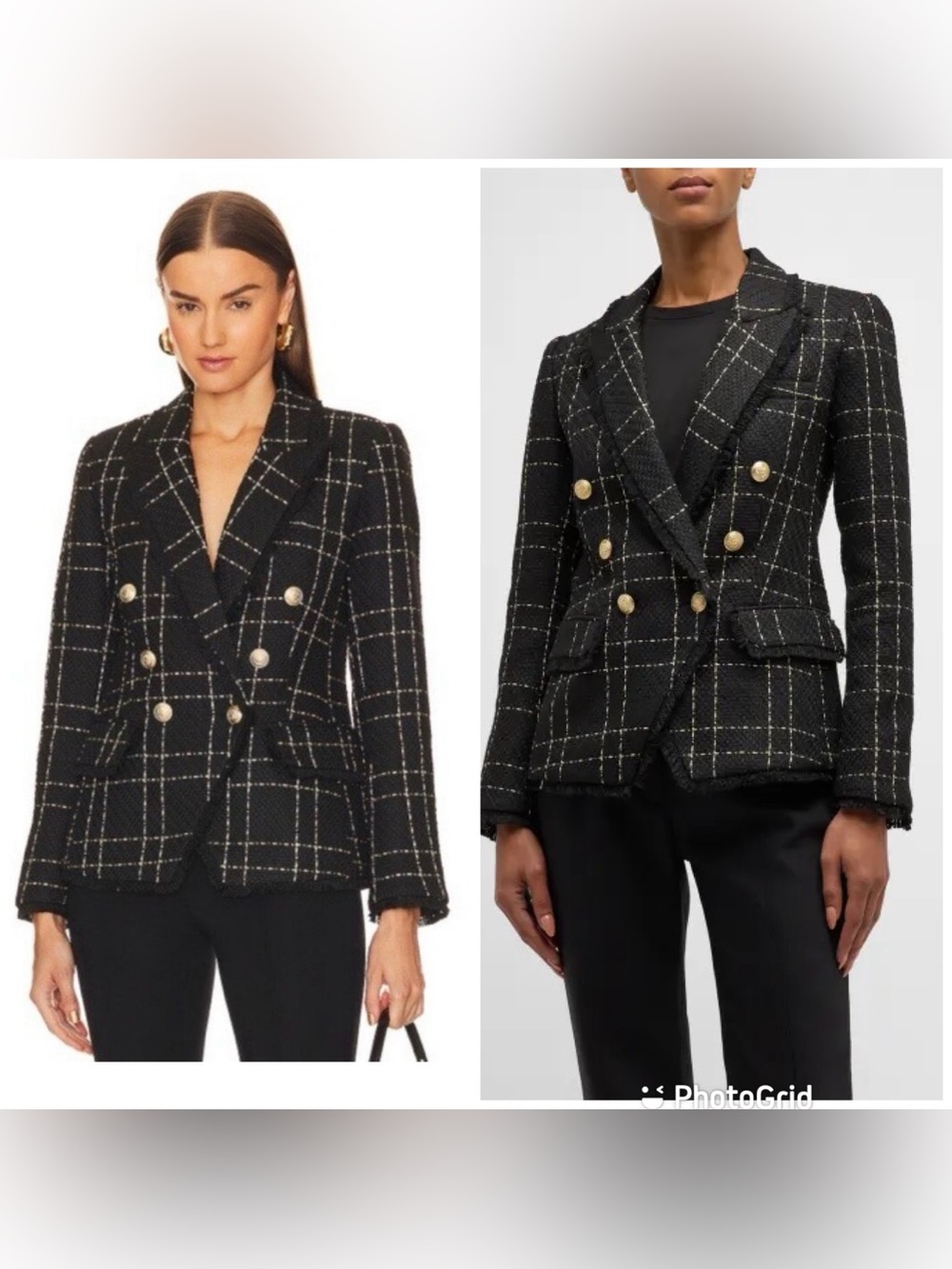 L'AGENCE Kenzie Blazer in Black & Gold